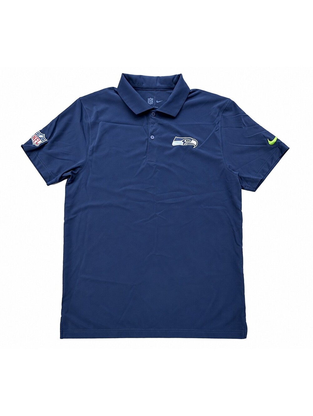 Nike Seattle Seahawks Polo Shirt Mens Medium Navy Dri Fit NFL Short Sleeve